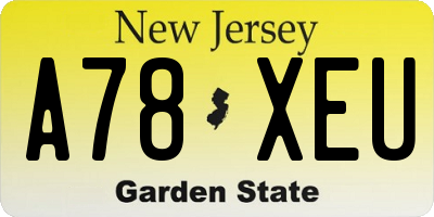 NJ license plate A78XEU