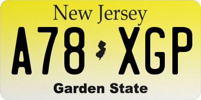NJ license plate A78XGP
