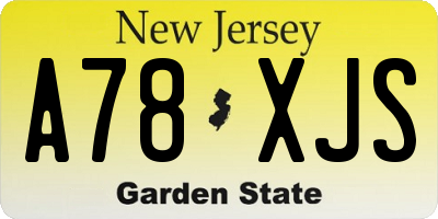 NJ license plate A78XJS