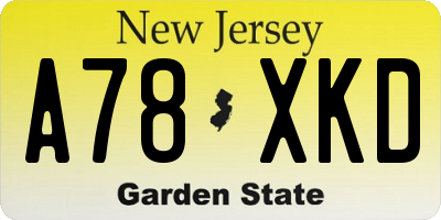 NJ license plate A78XKD