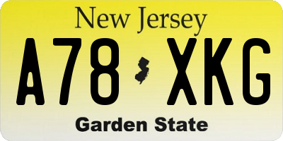 NJ license plate A78XKG