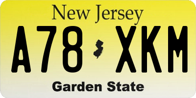 NJ license plate A78XKM
