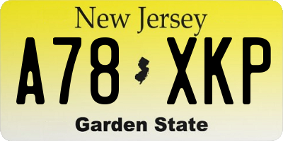 NJ license plate A78XKP