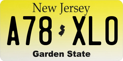 NJ license plate A78XLO