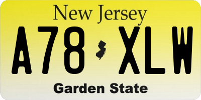 NJ license plate A78XLW
