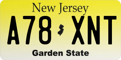 NJ license plate A78XNT