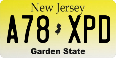 NJ license plate A78XPD