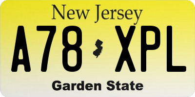 NJ license plate A78XPL