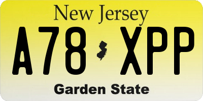 NJ license plate A78XPP