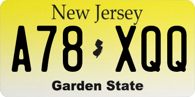 NJ license plate A78XQQ