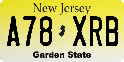 NJ license plate A78XRB