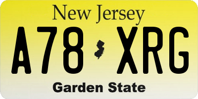 NJ license plate A78XRG