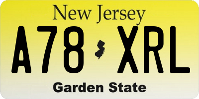NJ license plate A78XRL