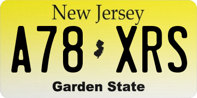 NJ license plate A78XRS