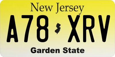 NJ license plate A78XRV