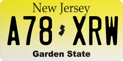 NJ license plate A78XRW
