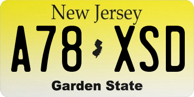 NJ license plate A78XSD