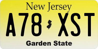 NJ license plate A78XST