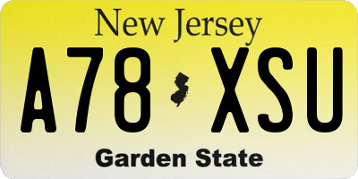 NJ license plate A78XSU