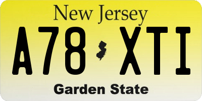 NJ license plate A78XTI