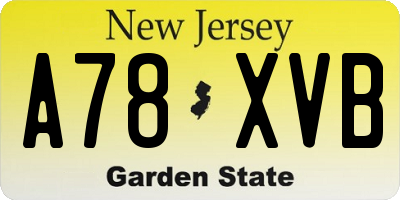NJ license plate A78XVB