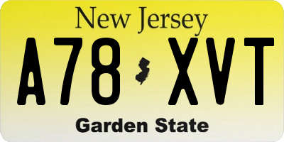 NJ license plate A78XVT