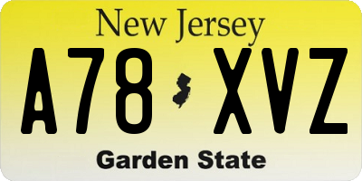 NJ license plate A78XVZ