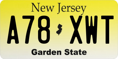 NJ license plate A78XWT