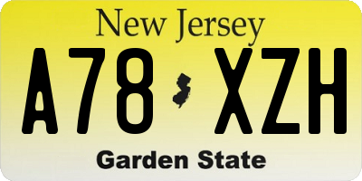 NJ license plate A78XZH