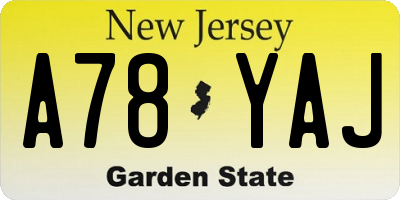NJ license plate A78YAJ