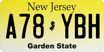 NJ license plate A78YBH