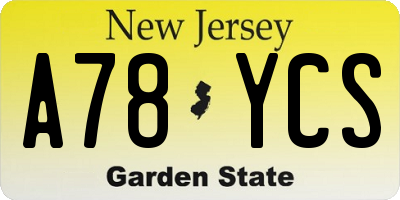 NJ license plate A78YCS
