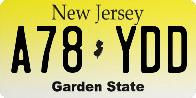 NJ license plate A78YDD