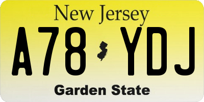 NJ license plate A78YDJ