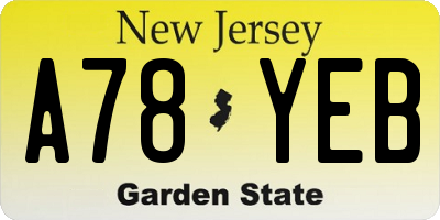 NJ license plate A78YEB