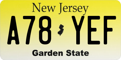 NJ license plate A78YEF