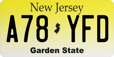 NJ license plate A78YFD