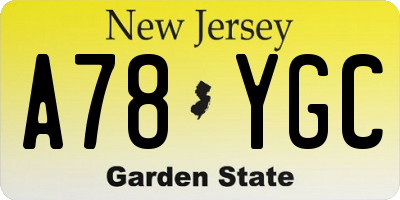 NJ license plate A78YGC