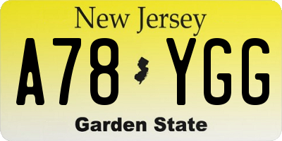 NJ license plate A78YGG