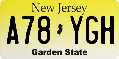 NJ license plate A78YGH