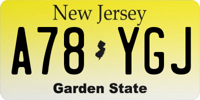 NJ license plate A78YGJ