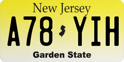 NJ license plate A78YIH