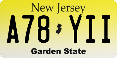 NJ license plate A78YII