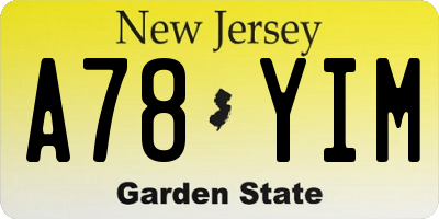NJ license plate A78YIM