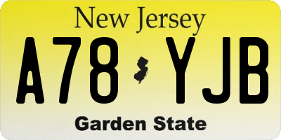 NJ license plate A78YJB