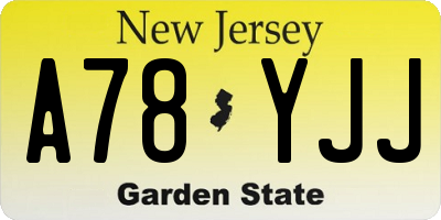 NJ license plate A78YJJ