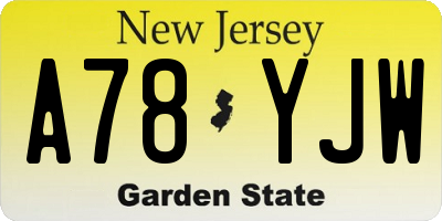 NJ license plate A78YJW