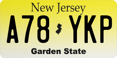NJ license plate A78YKP