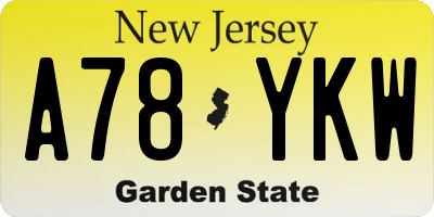 NJ license plate A78YKW