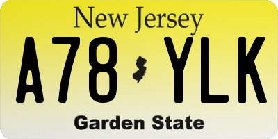 NJ license plate A78YLK